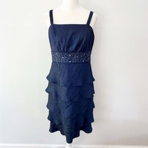 Vintage Women Y2K Beaded Ruffle Petal Dress 10 Fairy Whimsigoth Formal Evening